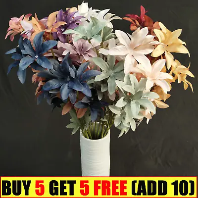 Artificial Lily Fake Flower Bouquet Bridal Bunch Wedding Home Party Decor UK • £3.89