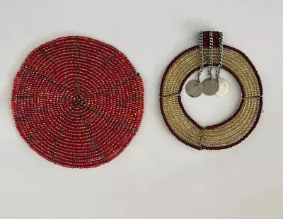 VINTAGE 2 African Maasai Masai Handmade Beaded Tribal Necklace Pendents Jewelry • $45.98