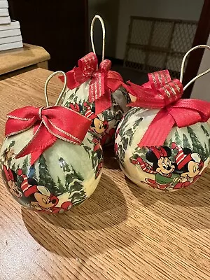 Lot Of 3 Vintage Disney Tomorrow Today Mickey Minnie Christmas Ball Ornaments • $19.99