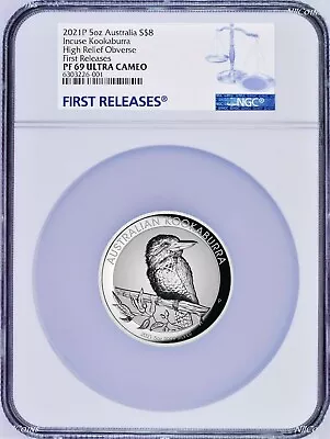 2021 First Incused Proof HIGH RELIEF 5oz Silver Kookaburra $8 Coin NGC PF69 FR • $475