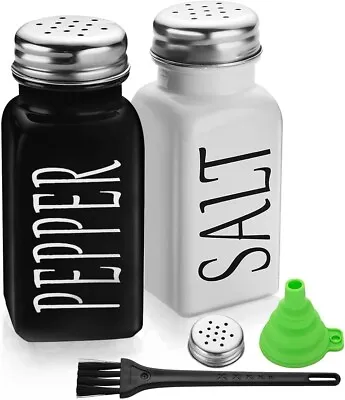 Salt And Pepper Shakers Set Cute Salt Shakers Vintage Glass Black And White • $8.19