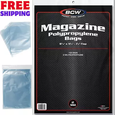 Lot 100 Standard Regular Size Magazine Sleeves Bags Pack BCW Storage Protector • $16.99