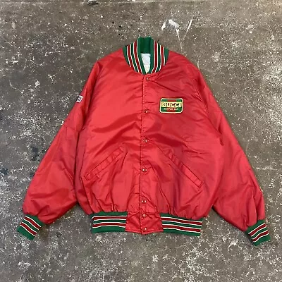 Vintage Custom Gucci Dapper Dan Sportswear Button Up Satin Jacket Coat Patchs • $119.99