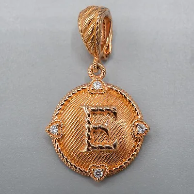 Judith Ripka Sterling Silver Rose Gold Clad Letter E Diamonique Pendant Enhancer • $56