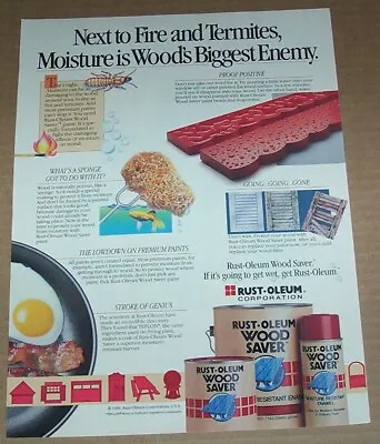 1989 Ad Page -Rust-Oleum Spray Paint Wood Saver Paints Vintage PRINT ADVERTISING • $6.99