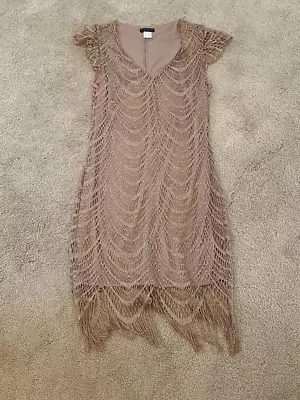 Venus Gold Sheer Cocktail / Party Dress - Size S - Nice • $10.99