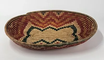 Vintage Southwestern Hand Woven Coiled Large Tan Oval Basket 19” Geometric • $50