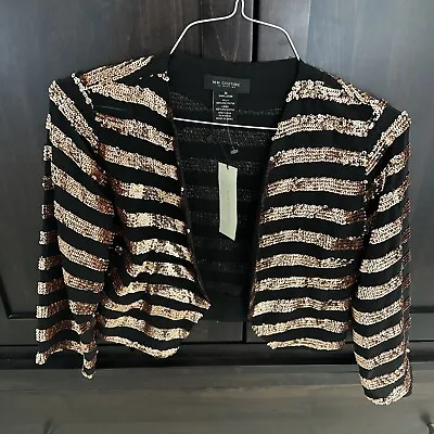 MM Couture Striped Sequin Blazer Bolero Gold & Black   Nwt Size Medium • $15