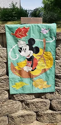 Disney VTG Mickey Mouse Fall Autumn Leaves Garden Yard Flag 44x28 • $12.95