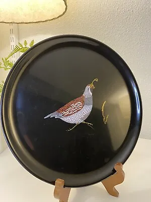 1970's Couroc Of Monterey Quail Serving Tray Wall Decor - Round 10.5  Retro  • $15.88