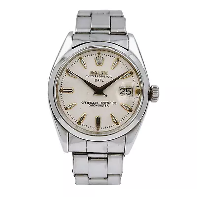 1976 Rolex 34mm Date Vintage Stainless Steel Wristwatch W/ Cream Dial. (6534) • $5495