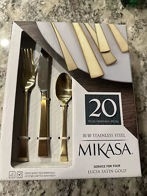 MIKASA GOLD ACCENT HARMONY 20 Pieces 18/10 Stainless Steel Serving For Four. • $74.99