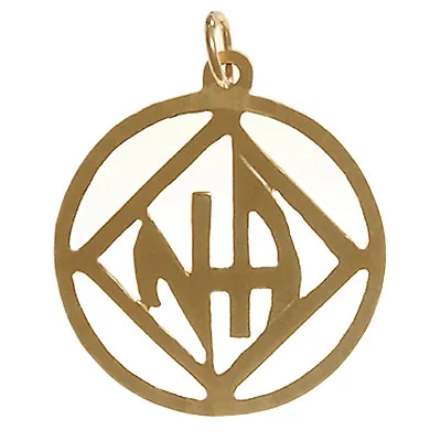 NA Narcotics Anonymous JewelryInitial Pendant #558-11 Large Size Brass  • $10