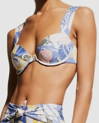 $151 Milly Women's Blue Under The Sea Underwire Bikini Top Swimwear Size Medium • $48.38