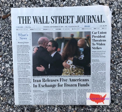 $7.99 • Buy Wall Street Journal-tuesday September 19, 2023 (iran Releases Five Americans-$$)