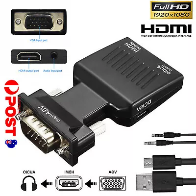 VGA To HDMI Male To Female Video Adapter Cable Converter With Audio HD 1080P - • $7.79