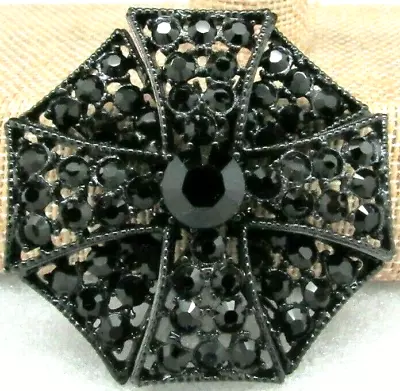 Kenneth J Lane Kjl Black Crystal Maltese Cross Brooch Pin Book Piece Stunning • $45.99