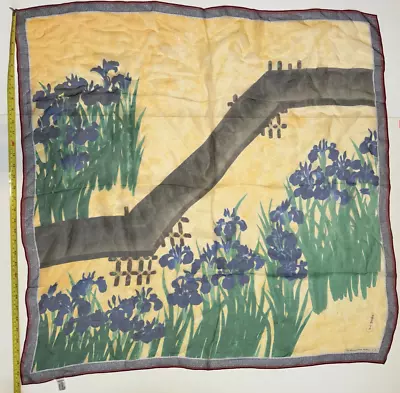 Exclusive Metropolitan Museum Of Art SHEER Silk Scarf IRIS Floral Japan 34   • $54