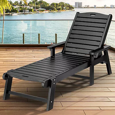 1PC Outdoor Chaise Lounge Chair W/ Adjustable Backrest Heavy Duty Patio Lounger • $186.96