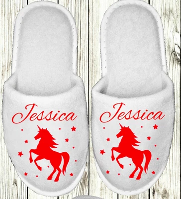 £5.99 • Buy Unicorn Spa Slippers Personalised Closed Toe White Novelty Hen Party Name Gift