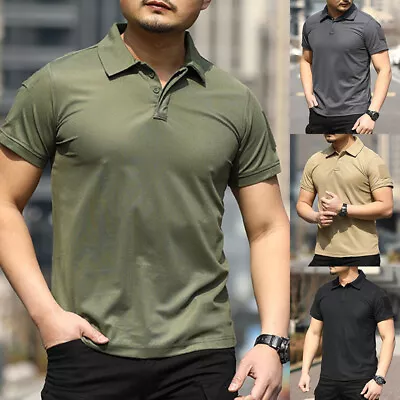 Tactical Mens Shirts Casual Golf T Short Sleeve Quick Dry Work Combat Shirt • $14.43