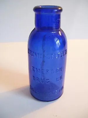 Vintage Bromo-Seltzer Emerson Drug Co Medicine Bottle Cobalt Blue Baltimore MD • $9.99