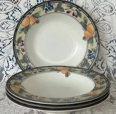 Mikasa Intaglio CAC29 Garden Harvest Set If 4 Rimmed Soup Bowls In Excellent! • $15.50