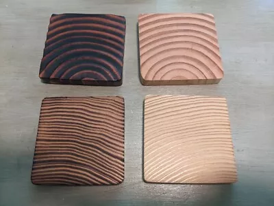 Natural Wood Coaster Set 4 Pack Handmade Vintage Live Wood Design  • $19.99