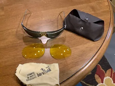 Vintage Baruffaldi Master P Yellow And Dark Sunglasses  Motorcycle In Case Italy • $99.95