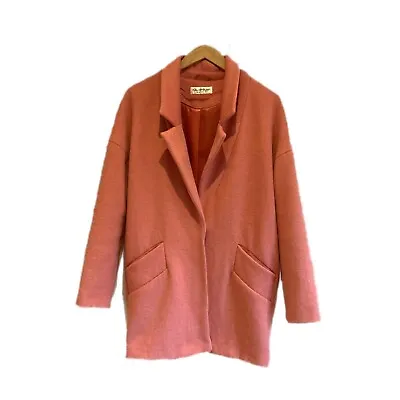 MISS SELFRIDGE Coat Dusty Pink Wool Rich Cocoon Jacket Snap Close Women's UK 8 • £30