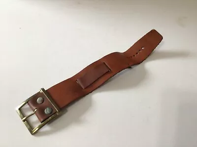 Vintage NOS Wide Natural Color Leather Watch Band Gold Tone Buckle Metal Snaps • $12.50