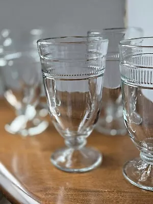 Martha Stewart Everyday Footed Ice Tea Glasses Vertical Line Band Set Of 6 • $47.47