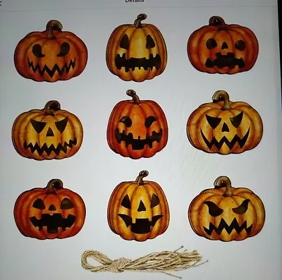 9pcs HANGING PUMPKIN DECORATIONS Card New See Pics • £6.50