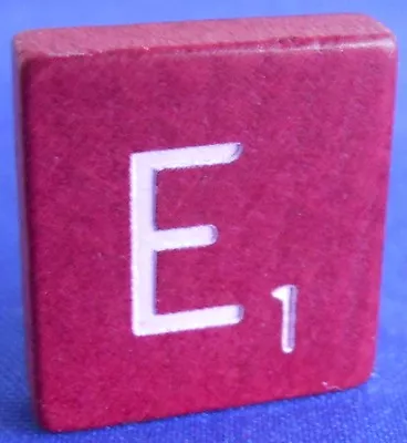 Scrabble Tiles Replacement Letter E Maroon Burgundy Wooden Craft Game Part Piece • $1.09