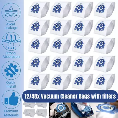 12/48x Vacuum Cleaner Bags For Miele 3D GN COMPLETE C2 C3 S2 S5 S8 S5211 Models • $59.95