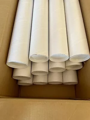 White Mailing Tubes With Caps 3 D X 18 L  Usable Length (12 Pack) • $29.99