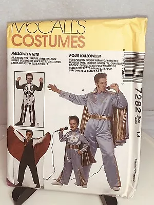 14 McCalls 7282 Halloween Nite Costumes Musketeer Vampire Skeleton Rock Singer • $10.82