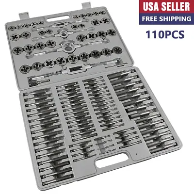 110PCS Metric Large Tap & Die Set Rethreading Thread Hole Threader Renew Threads • $73.39