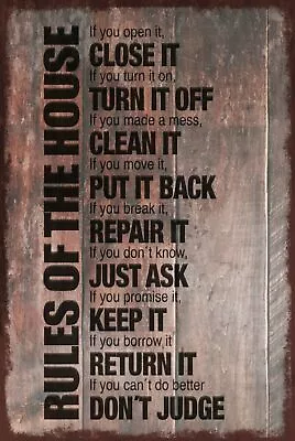 £4.99 • Buy House Rules Vintage Retro Style Metal Sign, Home, Plaque