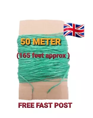 50m Twine String Rope Heavy Duty Garden Tool Natural Green Poly Cord  Gardening • £2.89