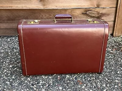 Vintage Leather Suitcase With Sections 1950's • $48