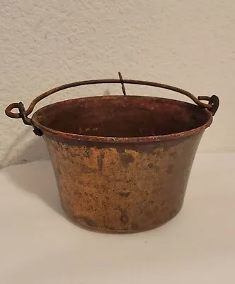 Vintage Copper Pot/Cauldron W/Iron Handle - Hand Hammered  • $135