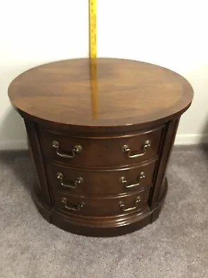 Vintage THOMASVILLE COLLECTION BANDED 3 DRAWER Side Lamp TABLE • $499.99