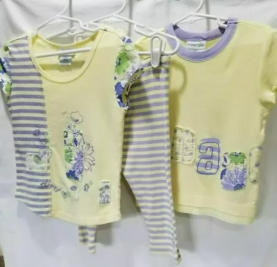 NAARTJIE NWT Size 4 Cleo Yellow & Periwinkle Blue 100% Cotton 3PC Top Capri Set • $28.99