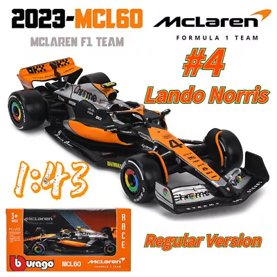 Bburago 1:43 Mclaren F1 MCL60 2023 #4 Lando Norris Diecast Toy Model Car Hot • $16.89