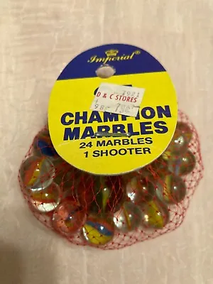 VTG 1987 Imperial 25 Champion Marbles NIP And VTG Leather Marble Bag • $7