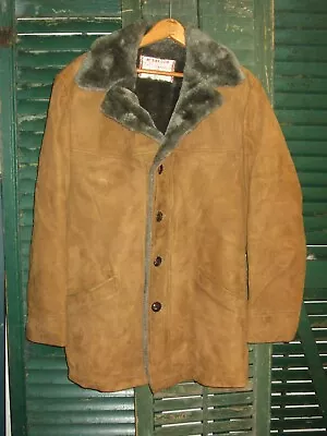 MCGREGOR Vtg 60s 70s LEATHER Suede Lined DUPONT QUILON Jacket Coat Sherpa 42 USA • $169.38