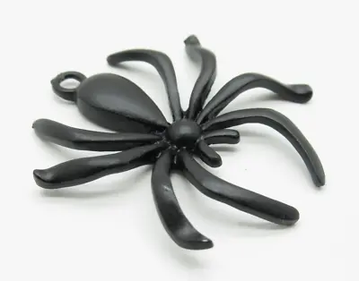 Large Black Spider Pendant Giant Metal 43mm Simple Halloween Goth Steampunk 1pc • $2.99