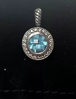David Yurman Albion Cerise Collection Necklace Blue Topaz And Diamond Halo 925 • $525
