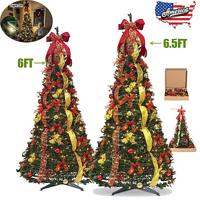 6-6.5Ft Pre Lit Pre Decorated Christmas Tree Pop Up Xmas Tree With Decorations • $149.86